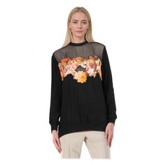 Givenchy Black Silk Floral Long Sleeve Top Size S