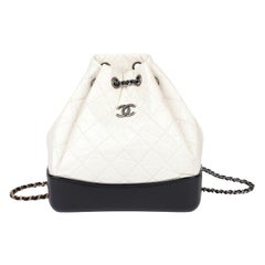 Chanel Black & White Calfskin Leather Gabrielle Backpack