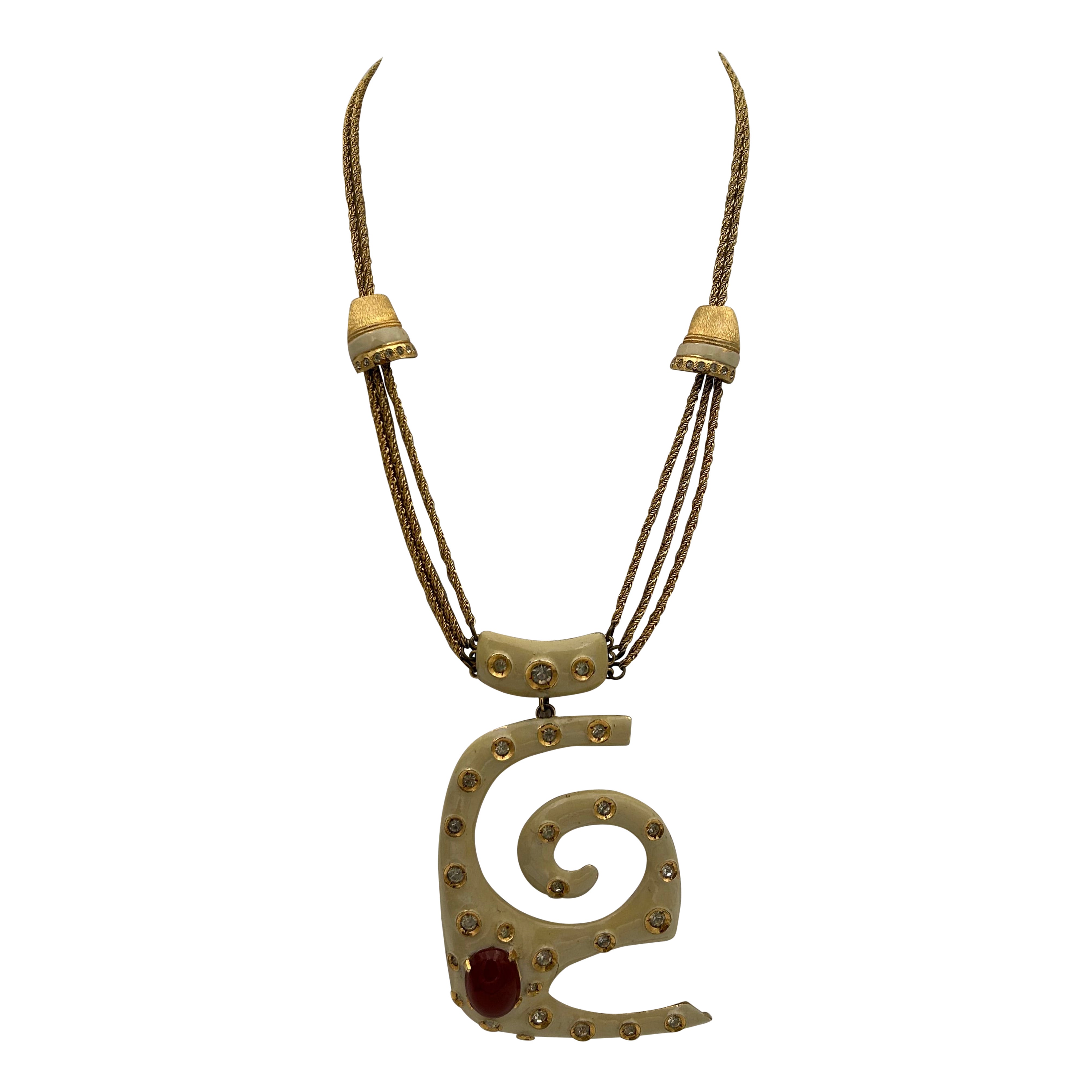 Pierre Cardin Statement Gold Toned Necklace im Angebot