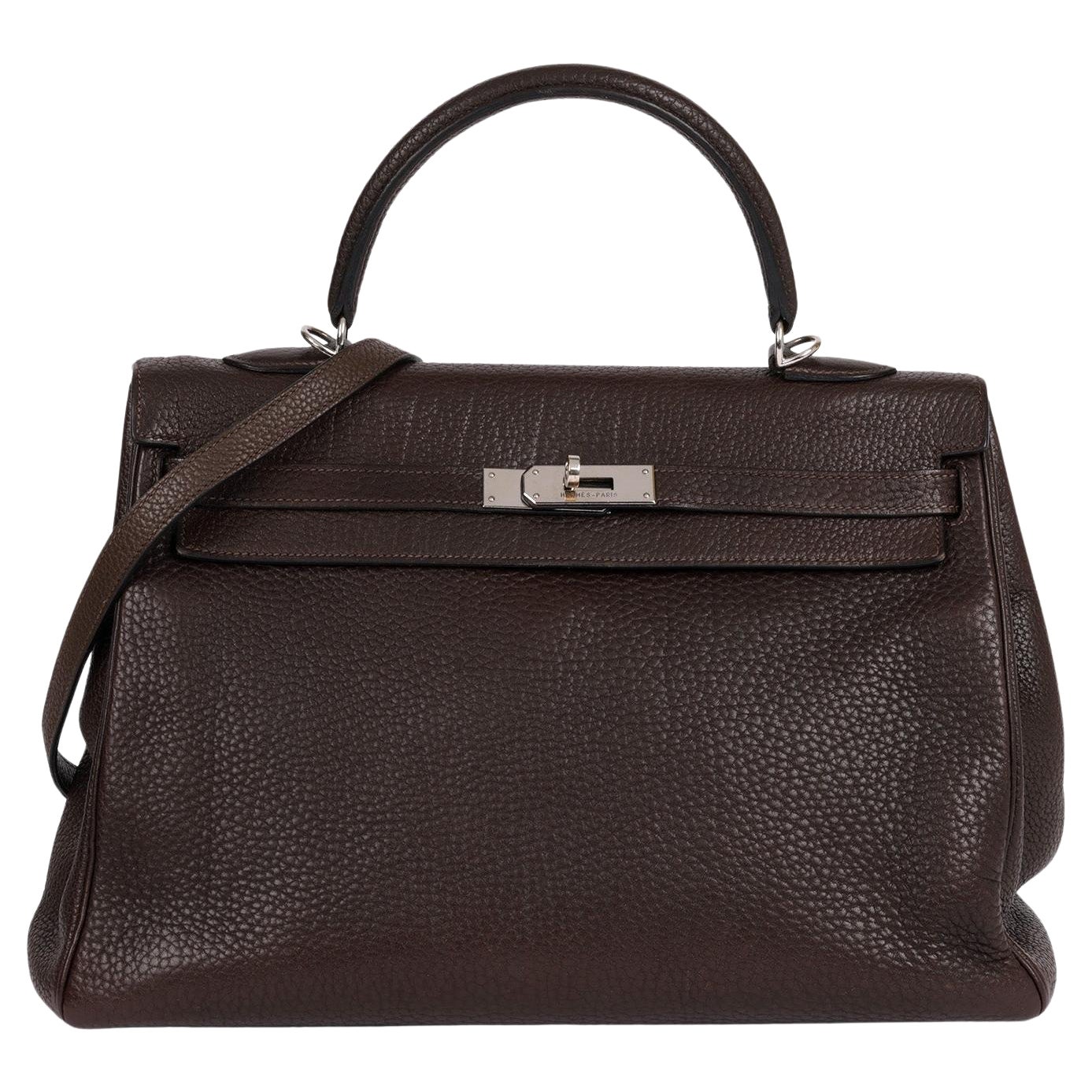 Hermès Ebene Fjord Leather Kelly 35cm Retourne im Angebot