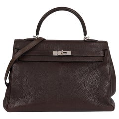 Hermès Ebene Fjord Leather Kelly 35cm Retourne