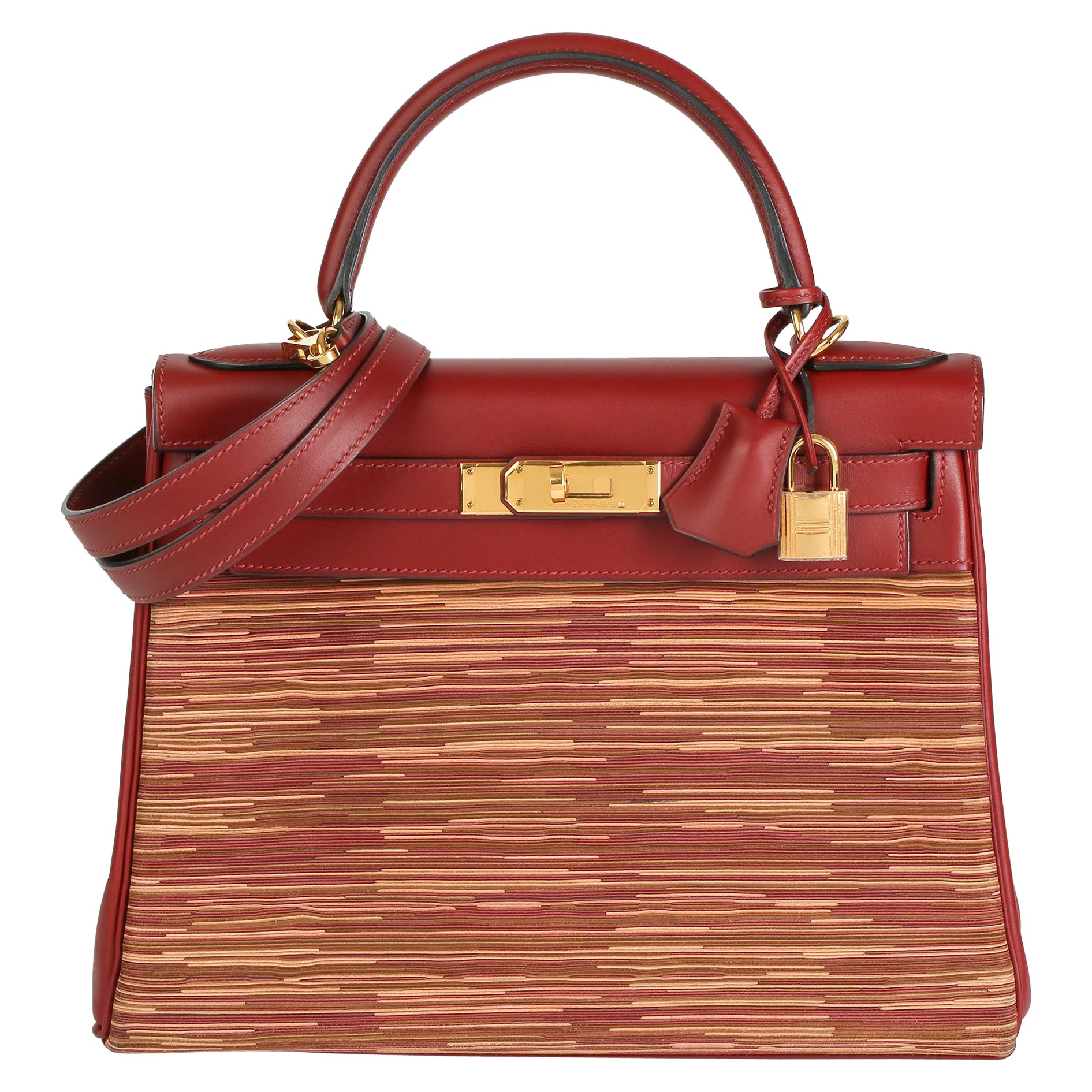 Hermès Rouge H Box Calf Leather Vibrato Kelly 28cm Retourne