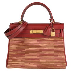 Hermès Rouge H Box Calf Leather Vibrato Kelly 28cm Retourne