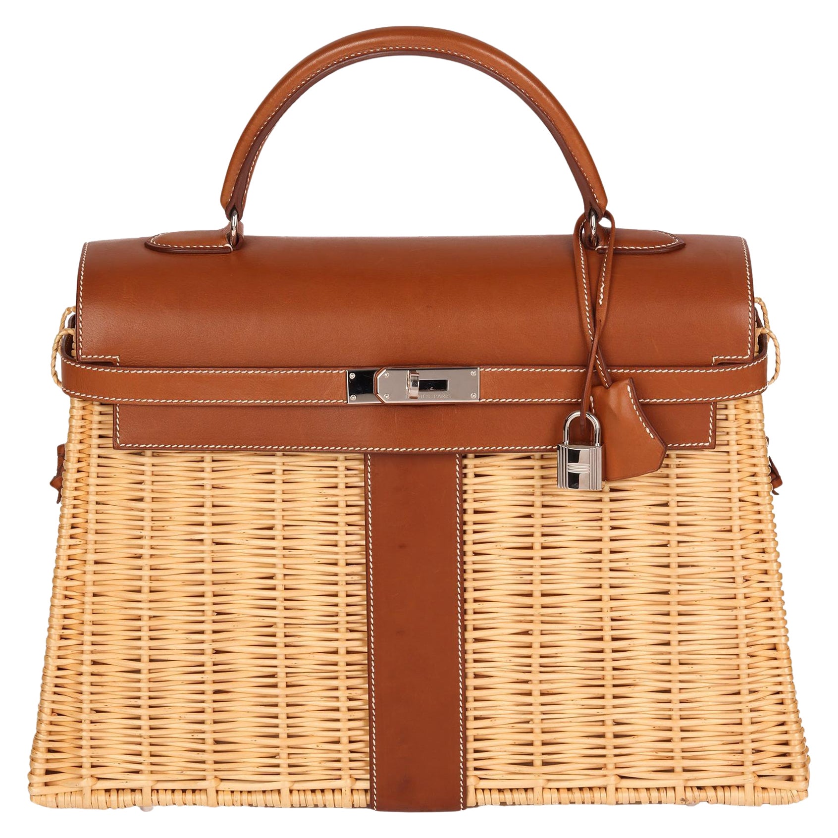 Hermès Barenia Leather & Wicker Kelly 35cm Picnic