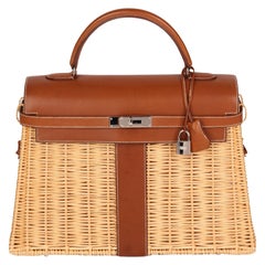 Hermès Barenia Leather & Wicker Kelly 35cm Picnic