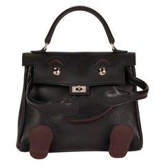 Hermès Black & Chocolate Gulliver Leather Vintage Kelly Quelle Idole Doll
