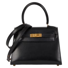 Hermès Black Box Calf Leather Vintage Mini Kelly 20cm Sellier