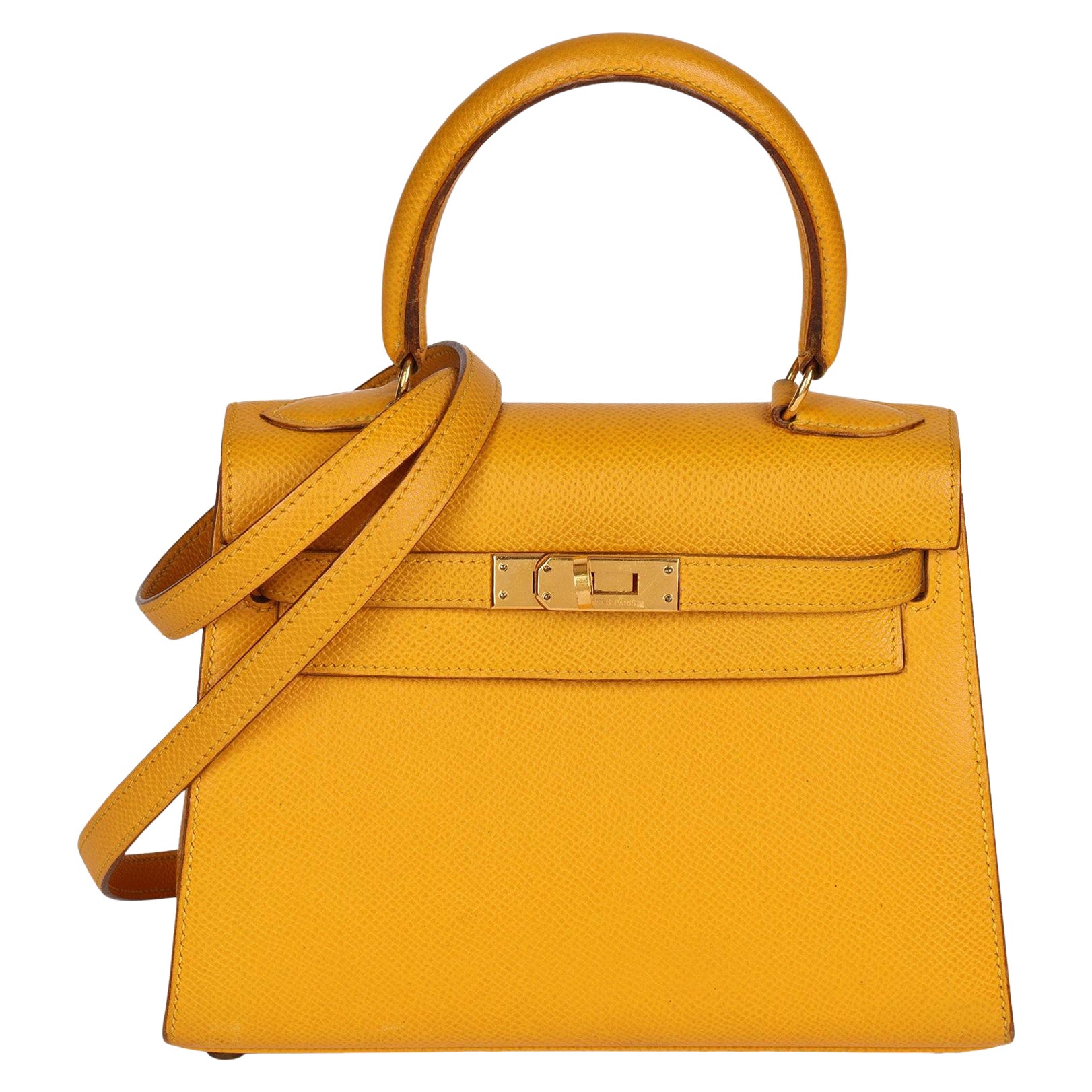 Hermès Jaune Courchevel Leather Kelly 20cm Sellier