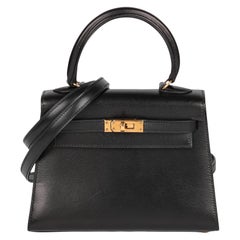 Hermès Black Box Calf Leather Vintage Kelly 20cm