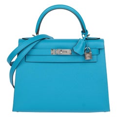 Hermès Blue Zanzibar Epsom Leather Kelly 28cm Sellier