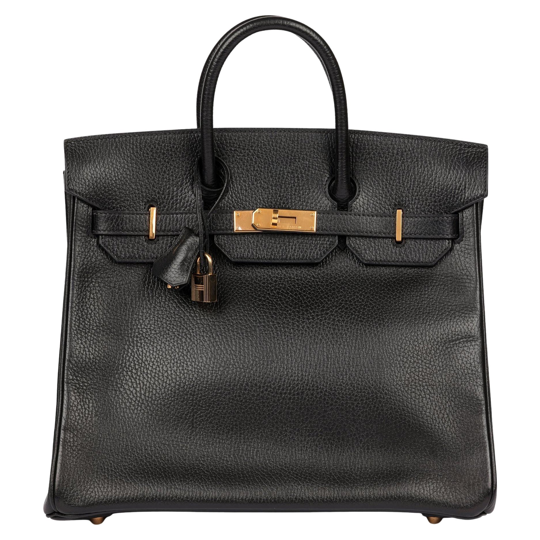 Hermès Noir Ardennes Cuir Vintage Birkin HAC 32cm Retourne en vente