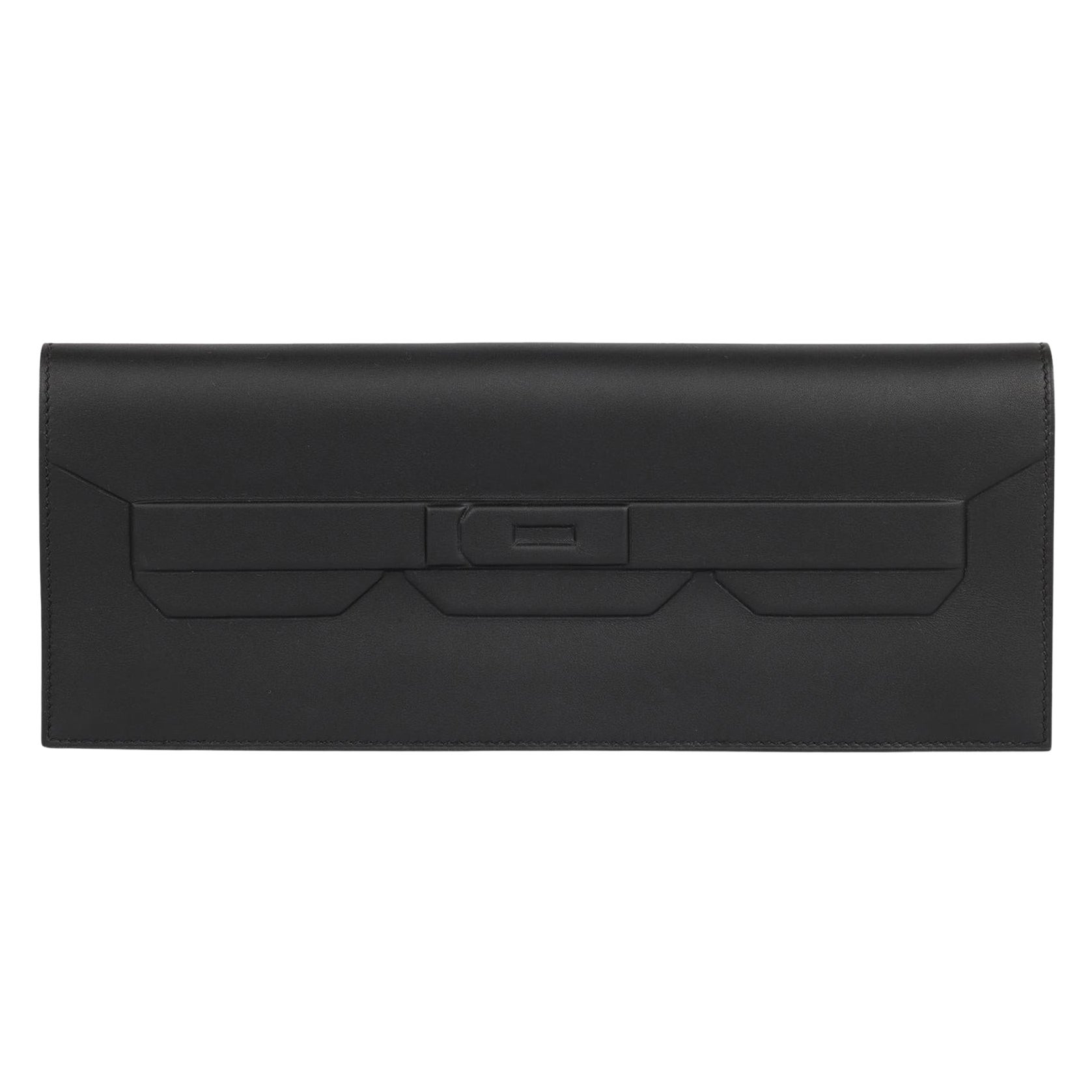 Hermès Black Swift Leather Shadow Birkin Cut Clutch en venta
