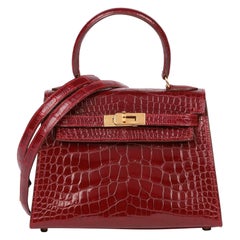 Hermès Rouge H Shiny Alligator Leather Vintage Kelly 20cm