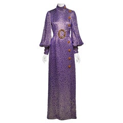 Jean-Louis Scherrer Haute Couture Purple Lurex Brocade Bejewelled Dress, FW 2005