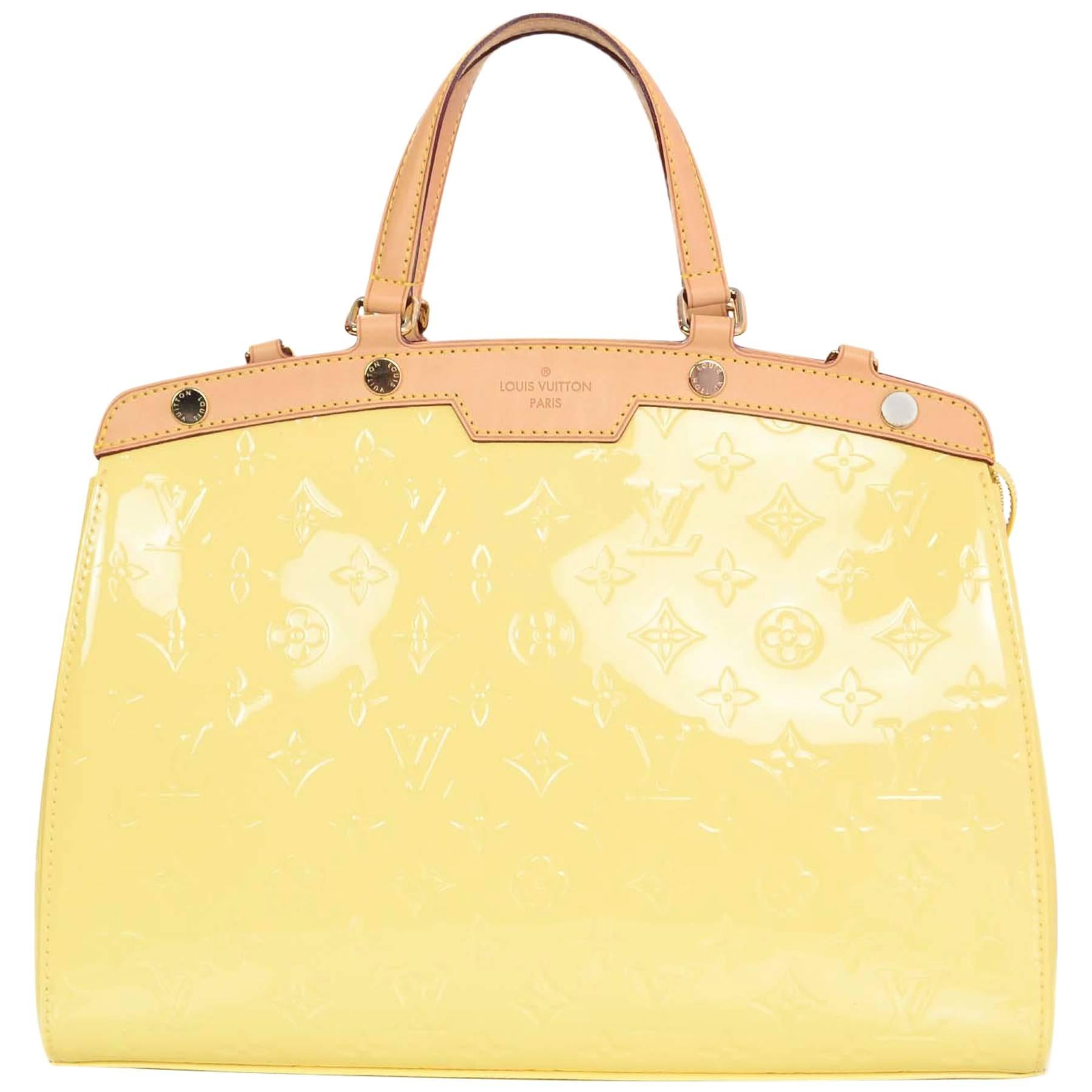 Louis Vuitton Yellow Monogram Vernis Brea MM Tote Bag