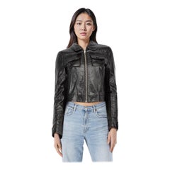 Claudie Pierlot Black Aged Vegan Leather Jacket Size S