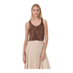 Reformation Brown Satin V Neck Blouse Size S