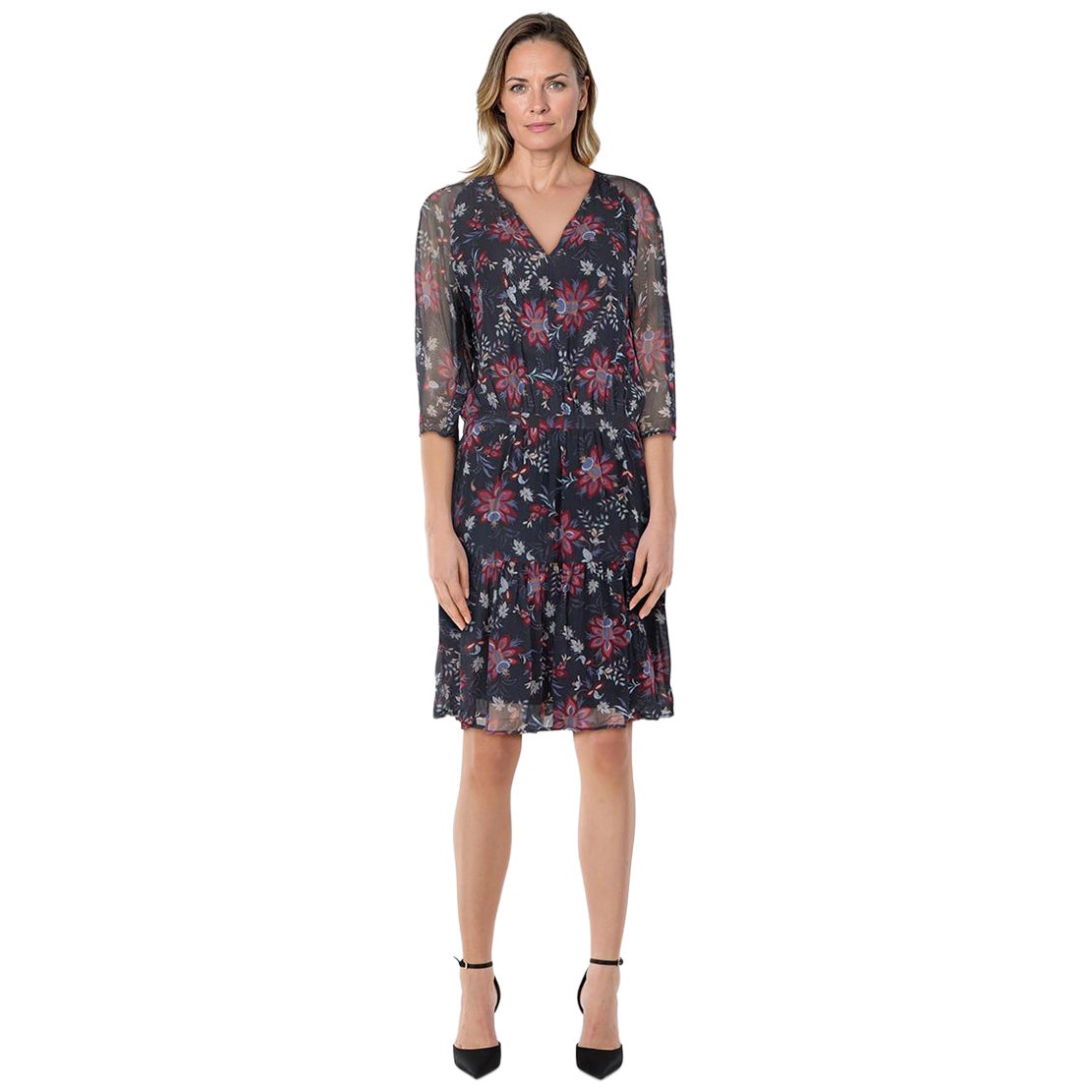 ba&sh Vestido Billie azul marino estampado floral largo hasta la rodilla Talla M en venta