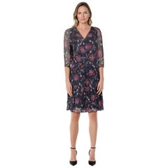 ba&sh Navy Floral Print Knee Length Billie Dress Size M