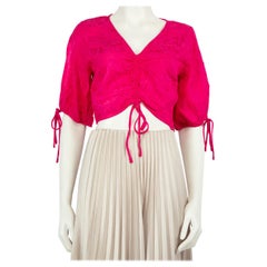 STAUD Pink Floral Jacquard Ruched Top Size M