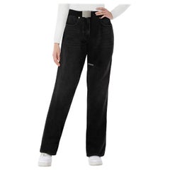 Maison Margiela Black Denim Belted Straight Leg Jeans Size S