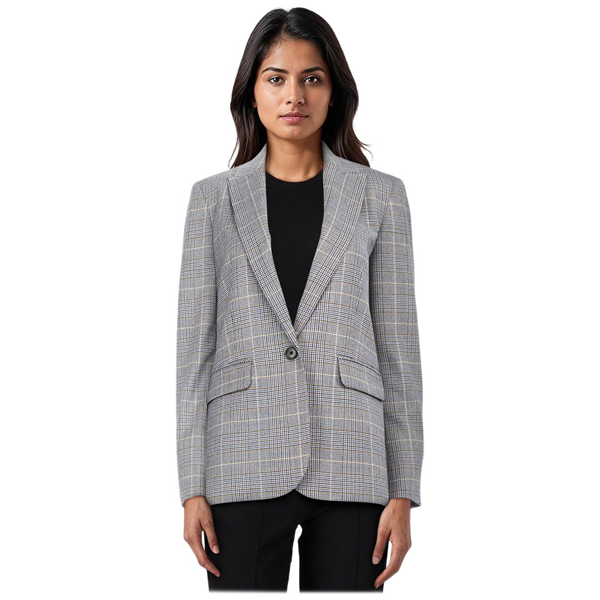 ME+EM Wool Check Single Breasted Blazer Size S For Sale
