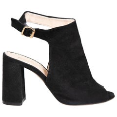 Russell & Bromley Black Suede Open Back Heels Size IT 36.5