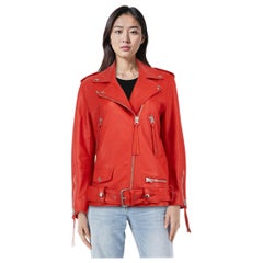 Acne Studios Red Lamb Leather Biker Jacket Size XXS