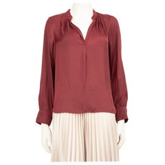 Zadig & Voltaire Burgundy V Neck Blouse Size S