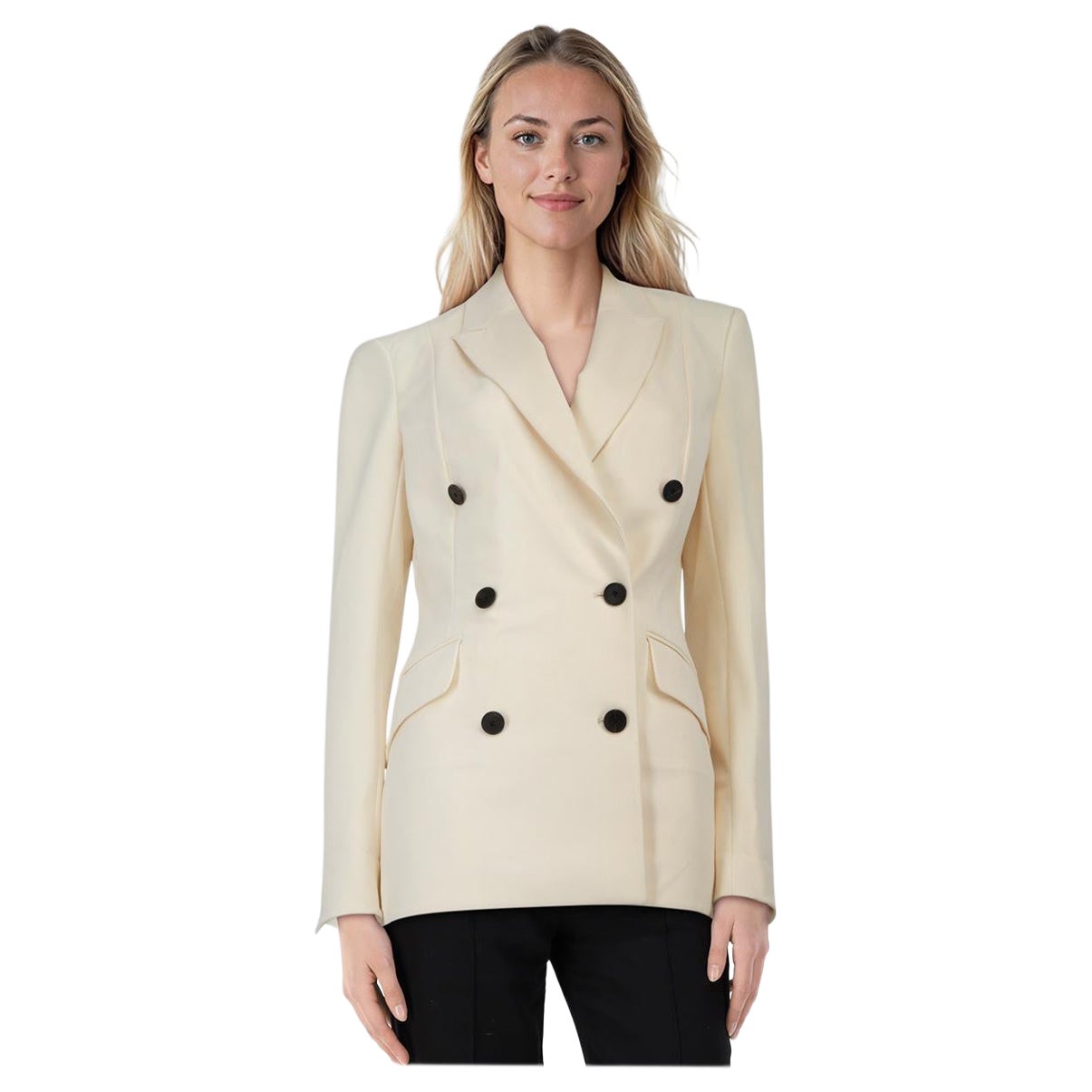 Dai Ecru Double Breasted Blazer Size L For Sale