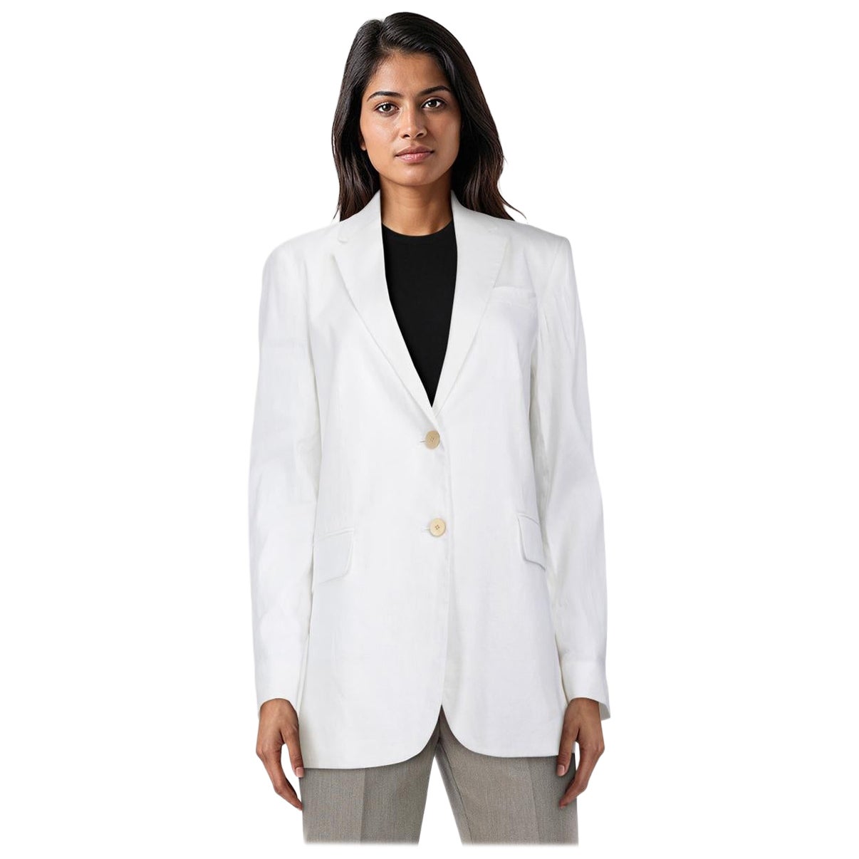 Theory White Single Breasted Mid Length Blazer Size XS For Sale