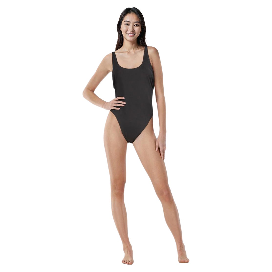 Skims Black Scoop Neck Swimsuit Size L