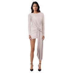 House of CB Beige Ruched Knot Detail Dress Size M