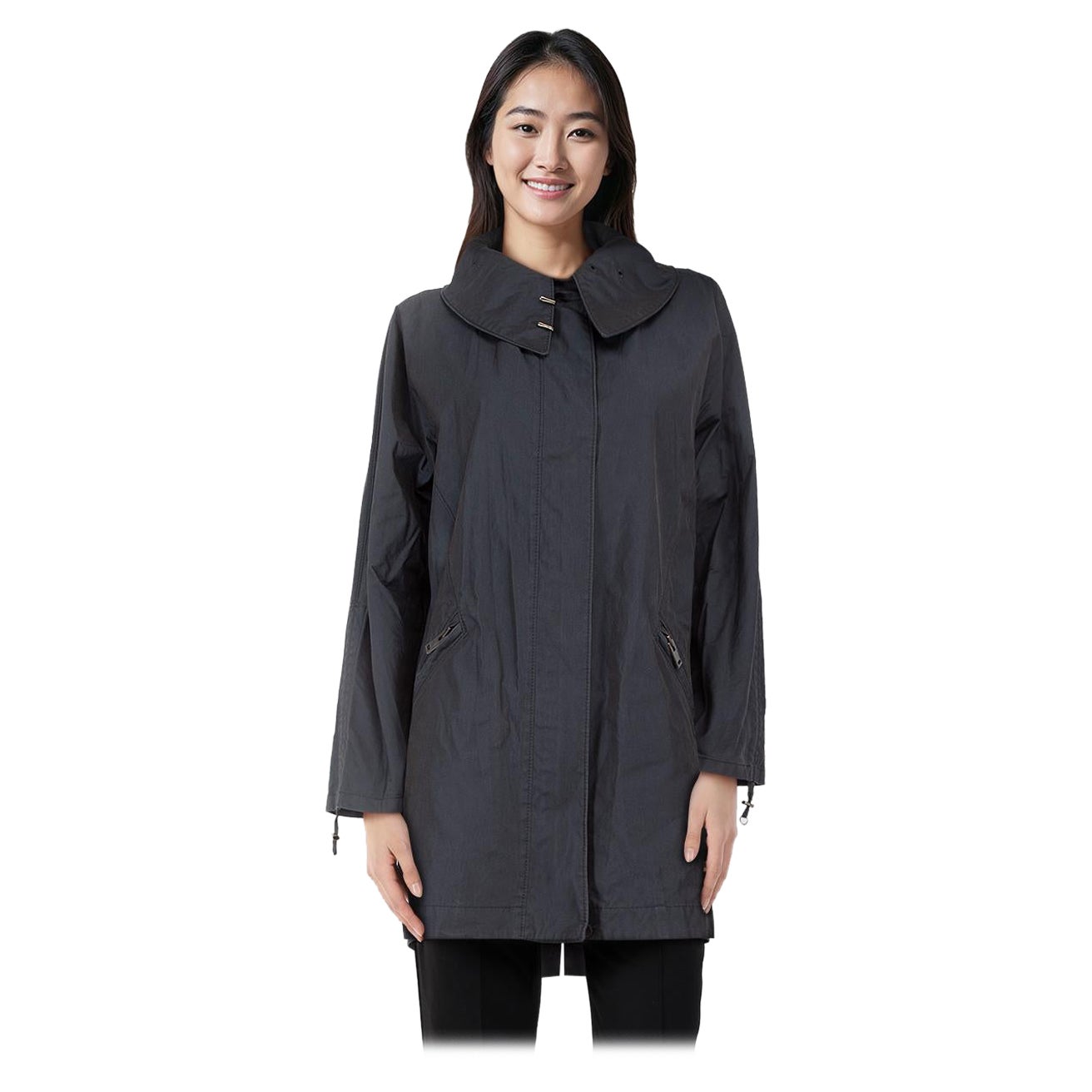 Maison Margiela Navy Trench Hook Detail Coat Size S For Sale