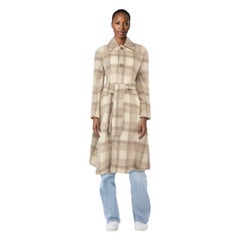 Acne Studios Ecru Wool Checkered Long Coat Size XXS