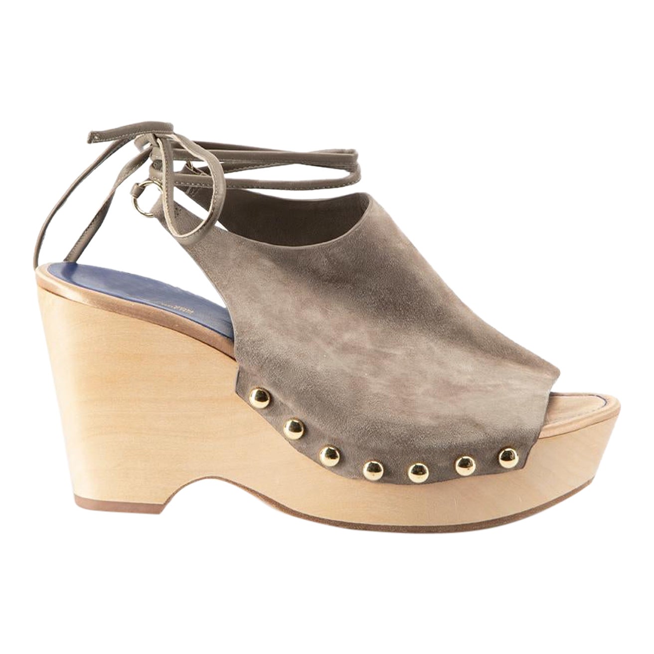 Diane Von Furstenberg Taupe Wildleder Plateausandalen Größe IT 41 im Angebot