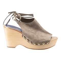Diane Von Furstenberg Taupe Suede Platform Sandals Size IT 41