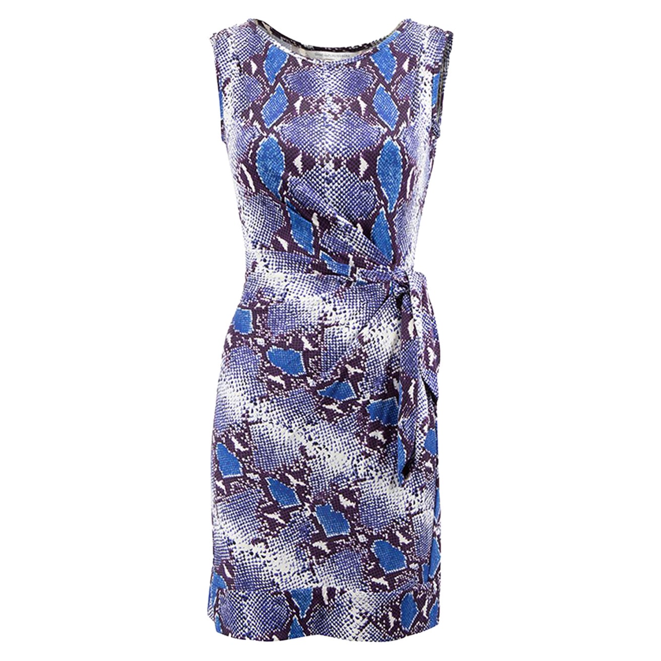 Diane Von Furstenberg Blue Snakeskin Pattern Mini Dress Size XS For Sale