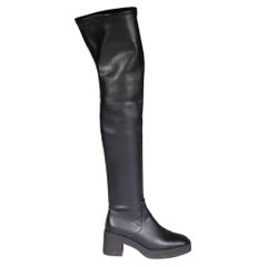 STAUD Black Leather Cy Over The Knee Boots Size IT 39