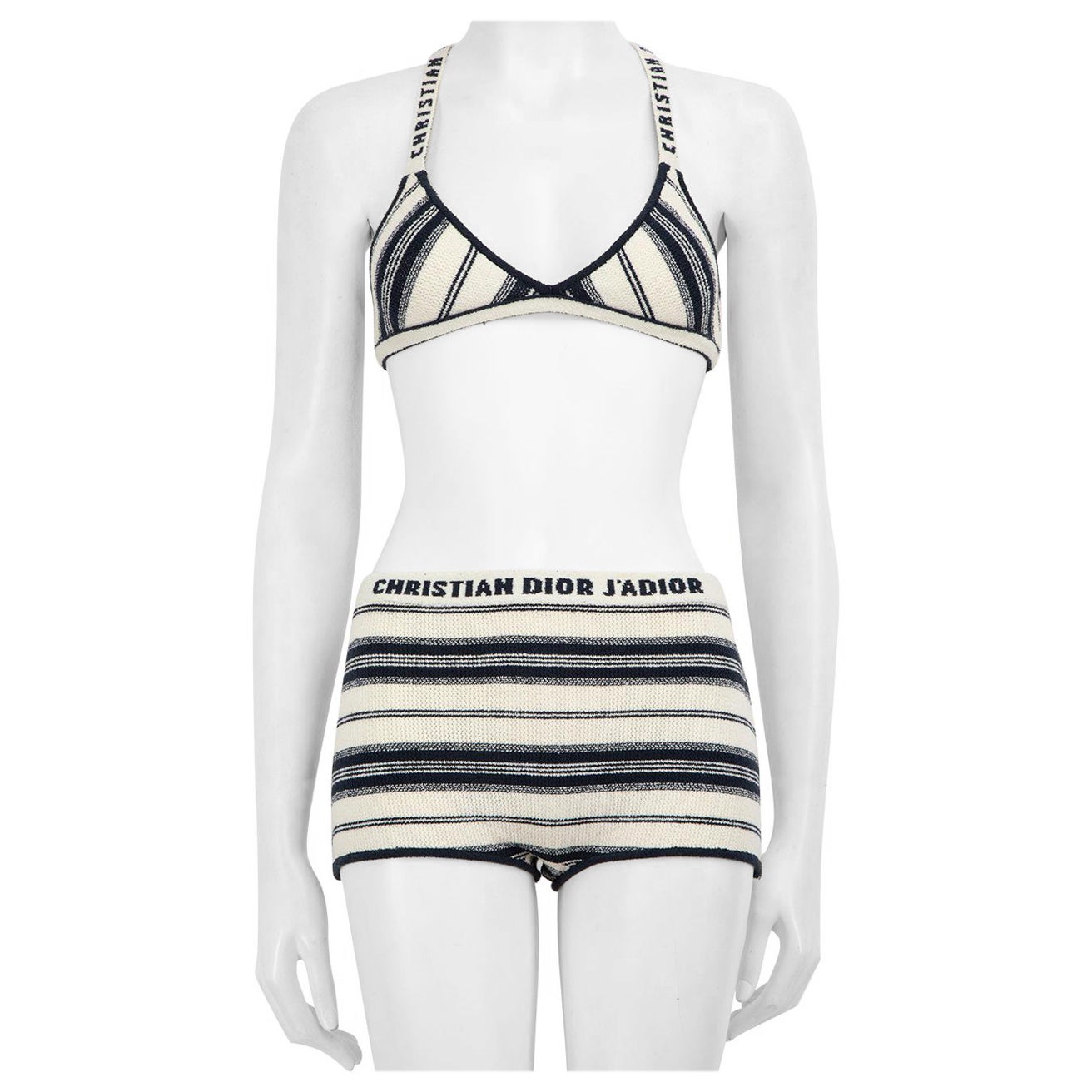 Dior Striped J'Adior Embroidered Logo Co-ord Size S For Sale