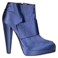 Lanvin Blue Satin Ankle Boots Size IT 37