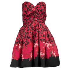 Sherri Hill Rose Print Strapless Mini Dress Size M