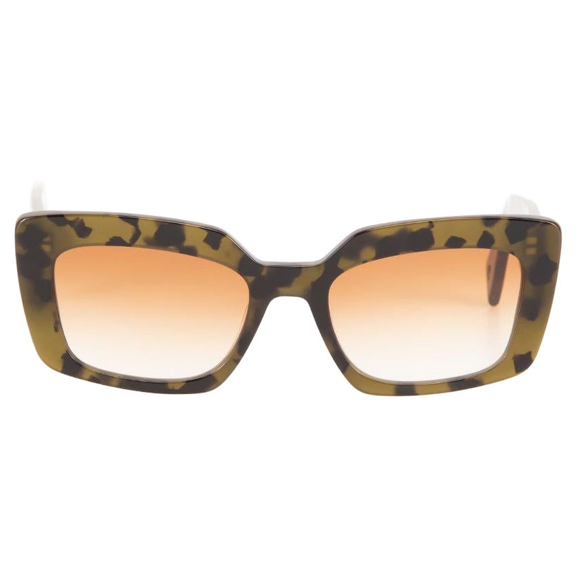 Lanvin Green Tortoiseshell Square Sunglasses For Sale