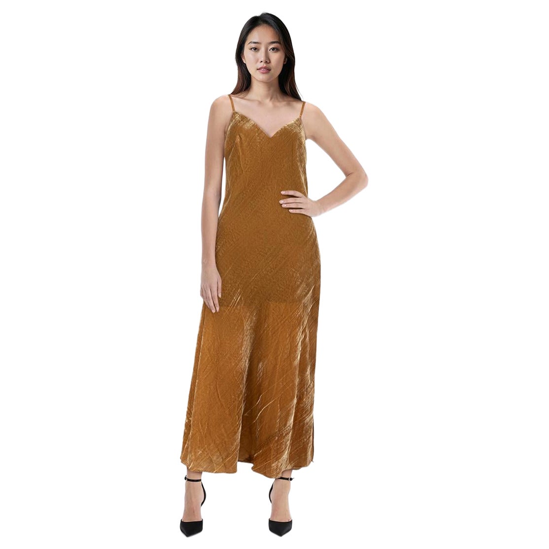 LoveShackFancy Brown Velvet Bow Detail Dress Size S For Sale