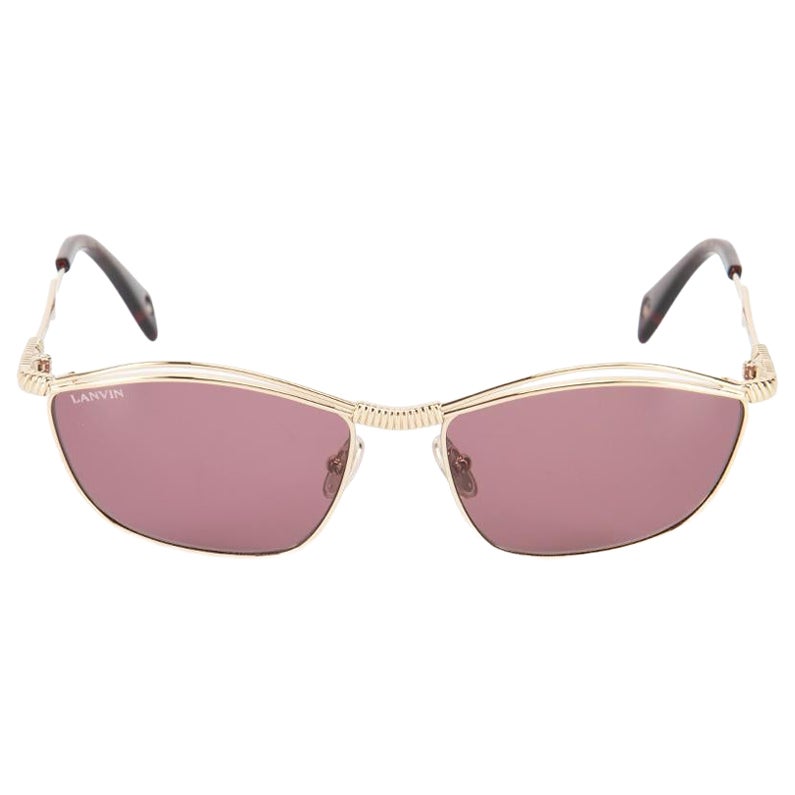 Lanvin Gold & Ruby Tinted Oval Sunglasses For Sale