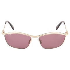 Lanvin Gold & Ruby Tinted Oval Sunglasses