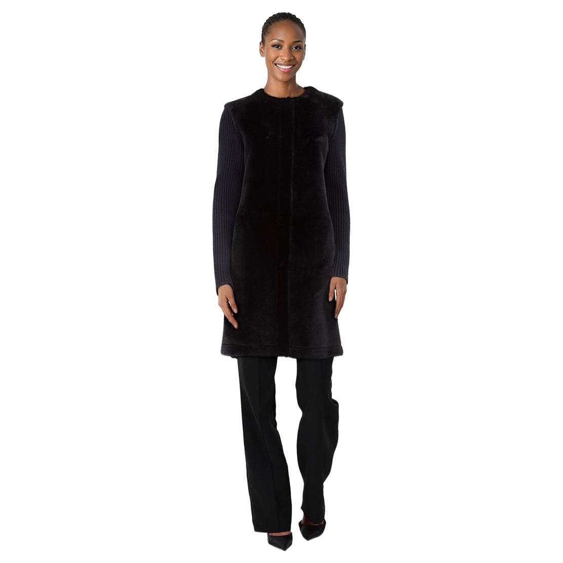Theory Navy Shearling Panel Coat Size S For Sale