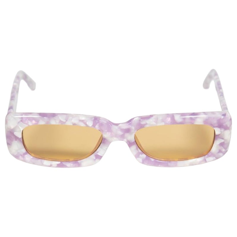 The Attico Purple Marbled Rectangle Sunglasses For Sale