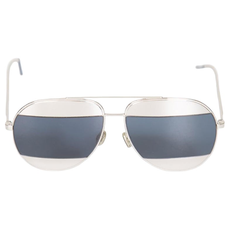 Dior Silver Split Lens Aviator Mirrored Sunglasses For Sale