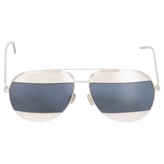 Dior Silver Split Lens Aviator Mirrored Sunglasses